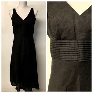 J Crew Black Linen Empire Waist Midi Sundress